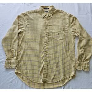 Nautica Shirt‎ Mens Size Large Yellow Plaid Casual Button Up Long Sleeve